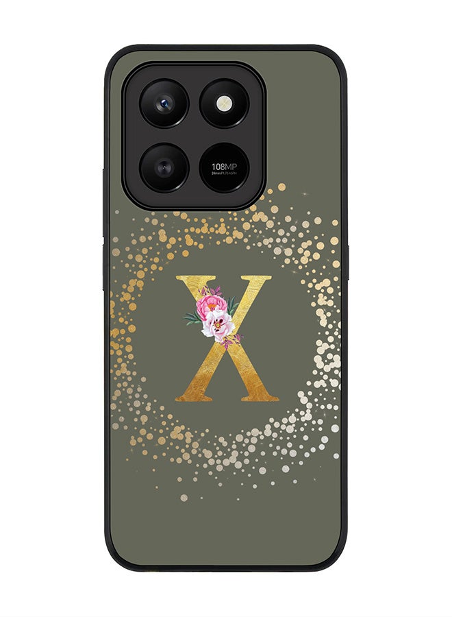 Stylizedd For Honor X7d 4G / X7d 5G / 400 Smart Case,Slim fit Camera Protection, Shockproof Thin Phone cover  - Custom Monogram Floral - X  (Olive Green ) - Image 1